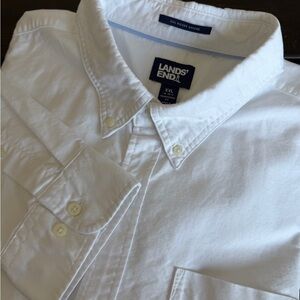 Lands' End Men's Classic White Button Down Shirt XXL 18-18 1/2